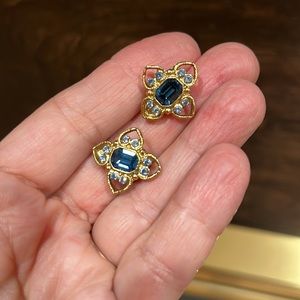 Vintage 1928 Co. Crystal Clip On Earrings
